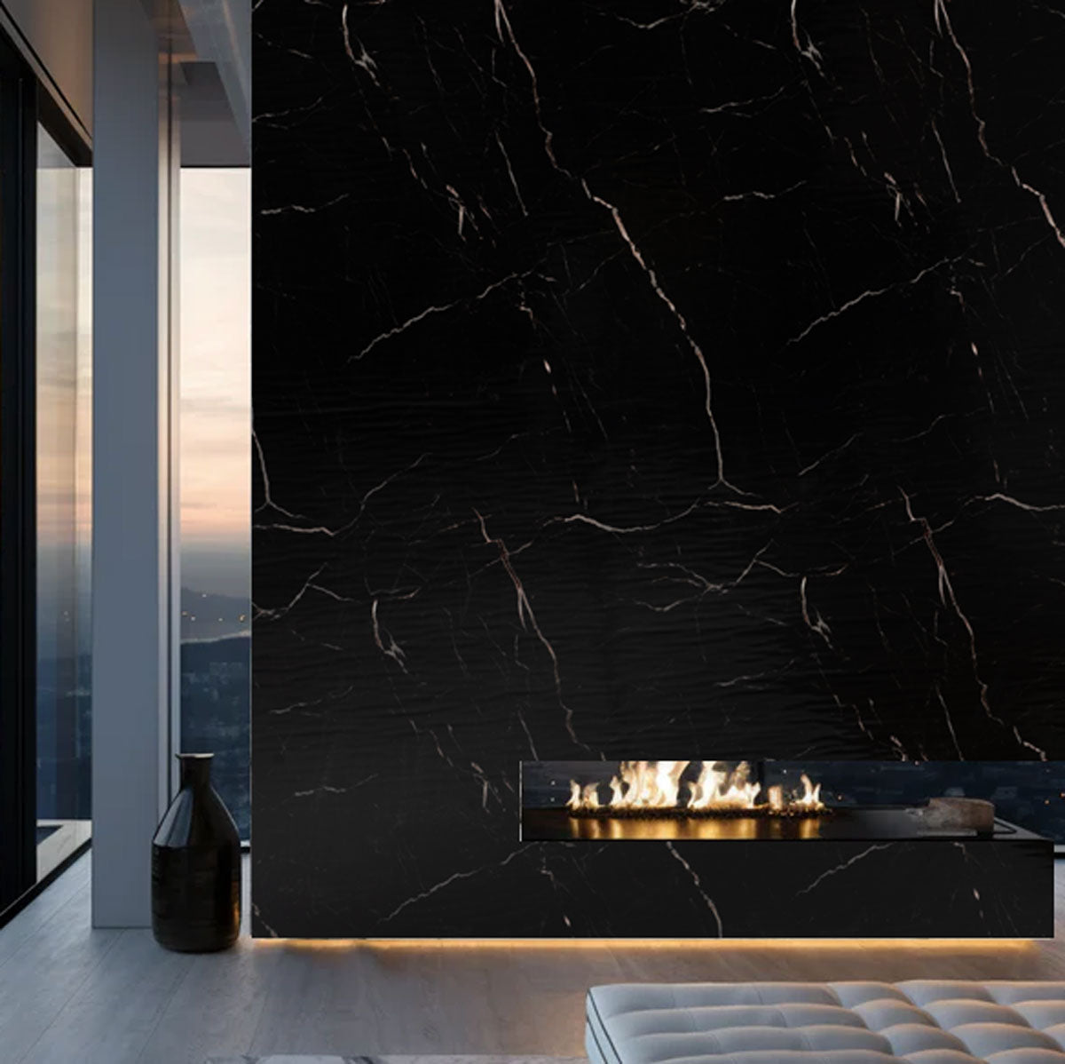 Nero Tunisi - Rotolo Adesivo da Parete Marmorizzato - 120x300 cm colore Nero e Beije 11697-4