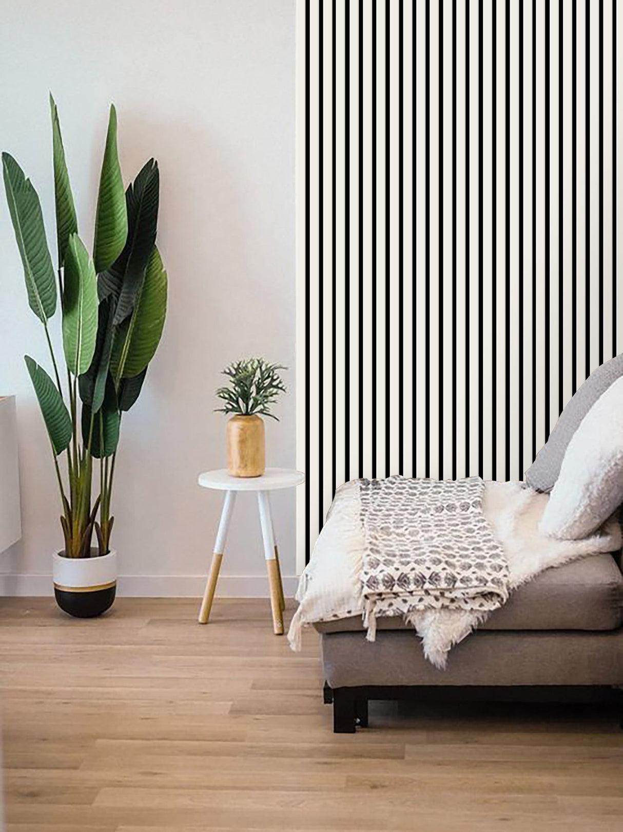 Pannello acustico da parete in legno Bianco 280 x 30cm