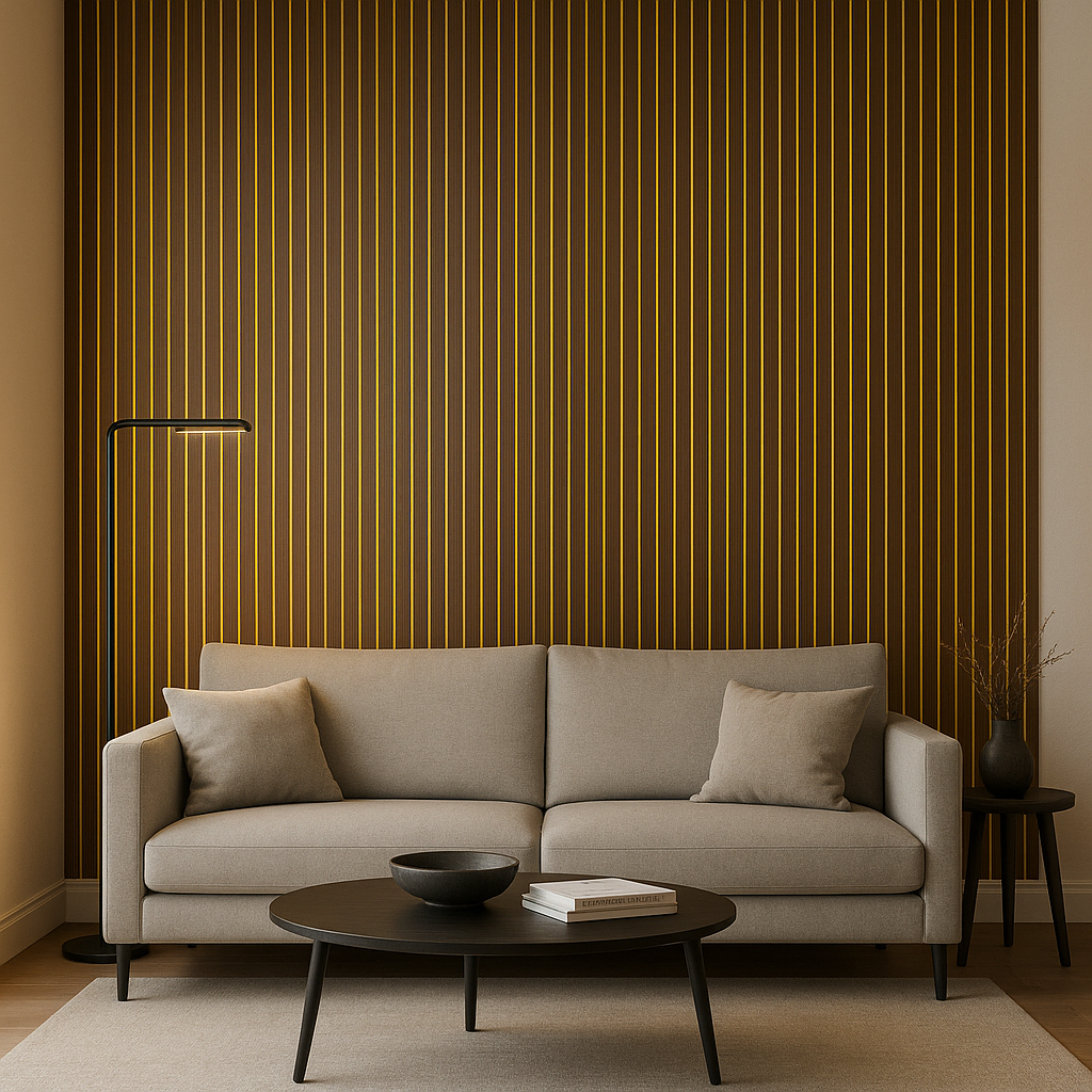 Doga in PVC Noce Scuro con Inserti Oro – 30x290 cm