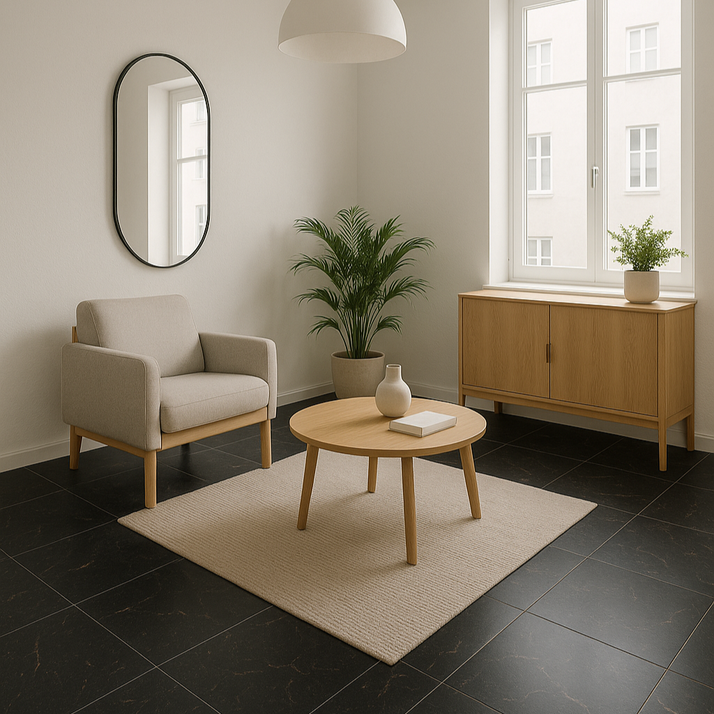 Pavimento in PVC autoadesivo Marmo Nero con venature Prezzo al MQ cod: BM21877