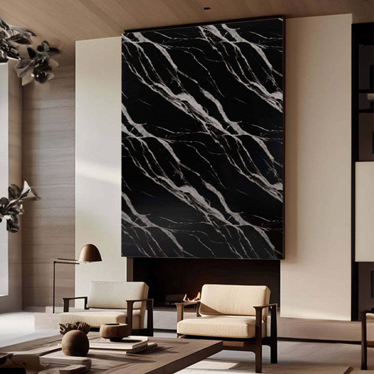 Nero Marquinia - Rotolo Adesivo da Parete Marmorizzato - 120x300 cm colore Nero e Bianco 11697-24