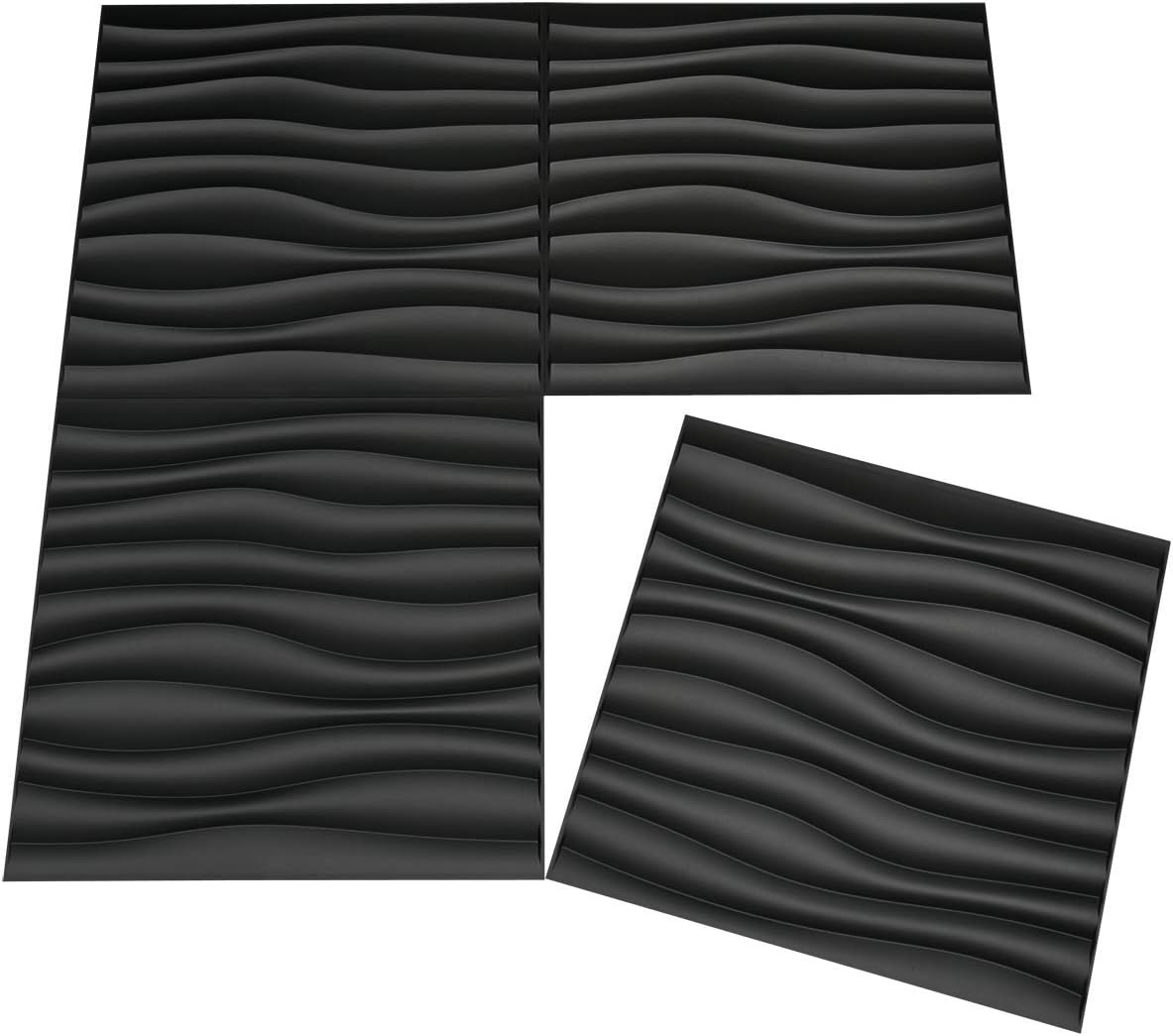 Pannello 3D 50x50cm da parete in Pvc effetto Dune Nero