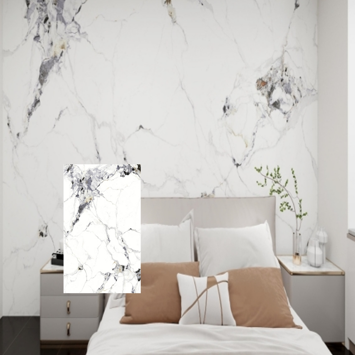 Pietra Nobile Rotolo Adesivo da Parete Marmorizzato - 300x120 cm - Colore Bianco con venature  BS67339