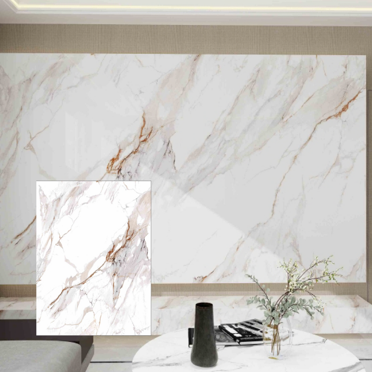 Calacatta Elegance Modello 2 - Rotolo Adesivo da Parete Marmorizzato - 300x120 cm - BS67652