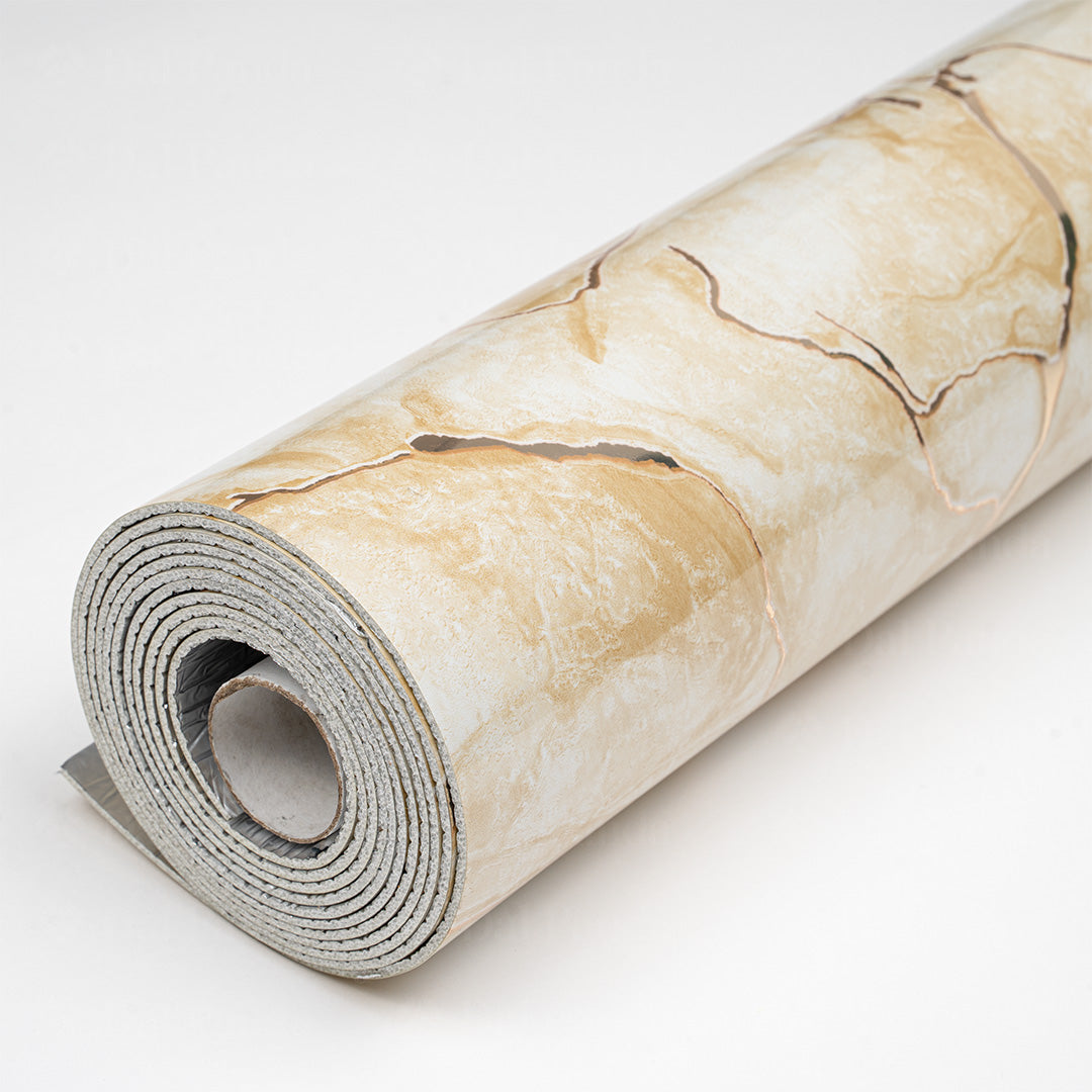 Blossom Rotolo Adesivo da Parete Marmorizzato - 300 x 120 Colore Beije e Oro