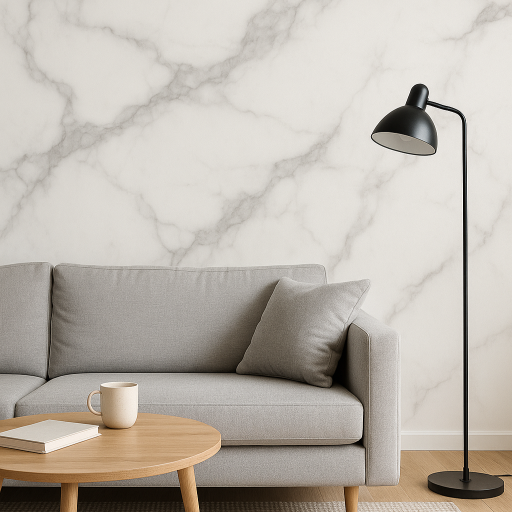 Marmo Calacatta Grigio- Rotolo Adesivo da Parete Effetto Marmo - 120x300 cm BM67646