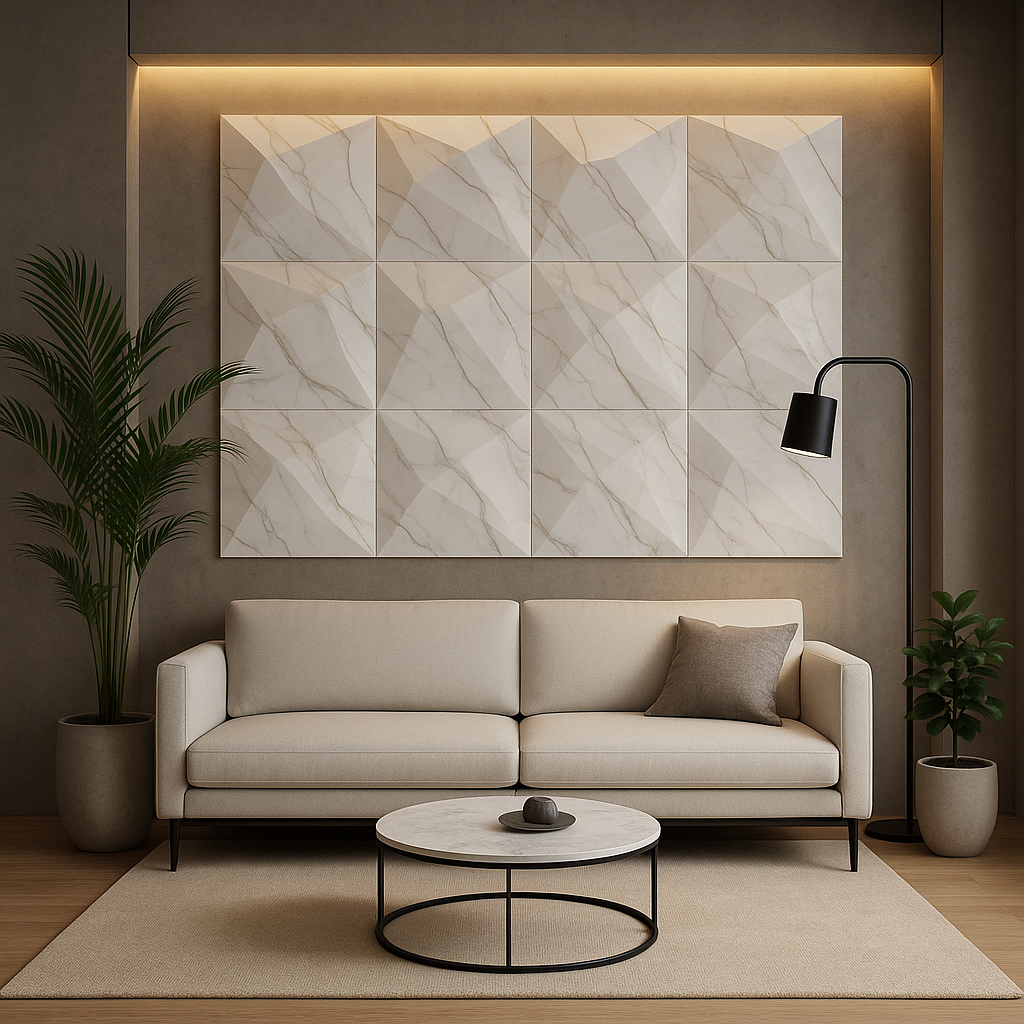 Vireon bianco 50x50cm da parete in Pvc- PANNELLO 3D