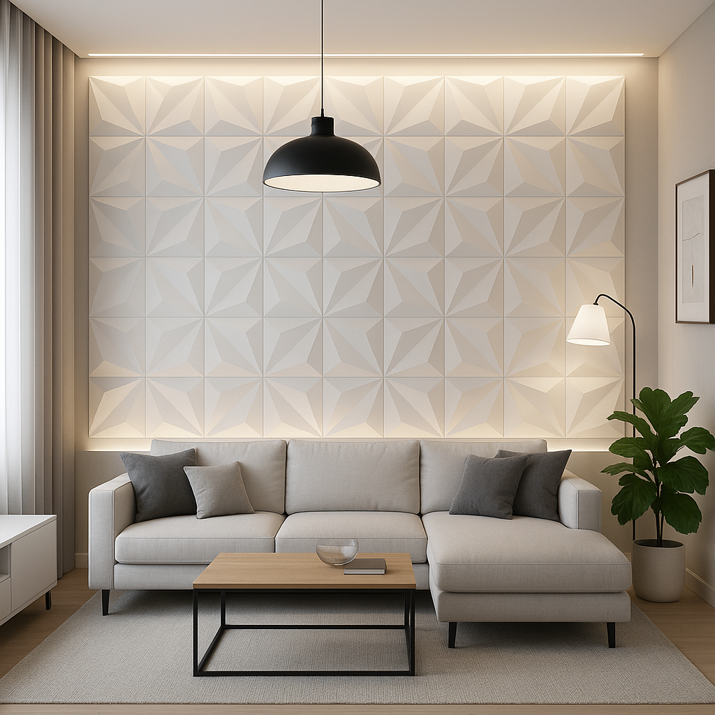 Aetherium Bianco-50x50cm da parete in Pvc PANNELLO 3D