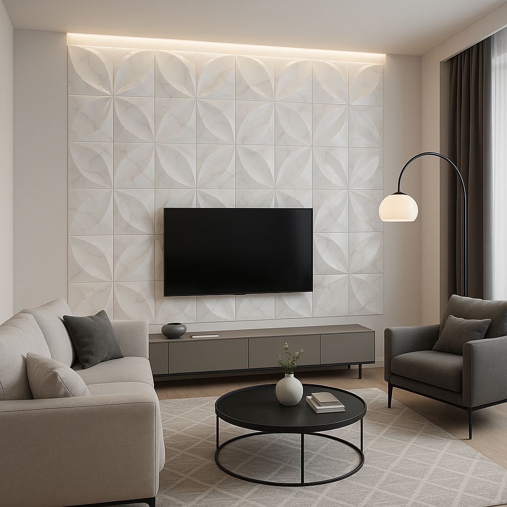 Aurora Bianco Venato Grigio 50x50cm da parete in Pvc- PANNELLO 3D