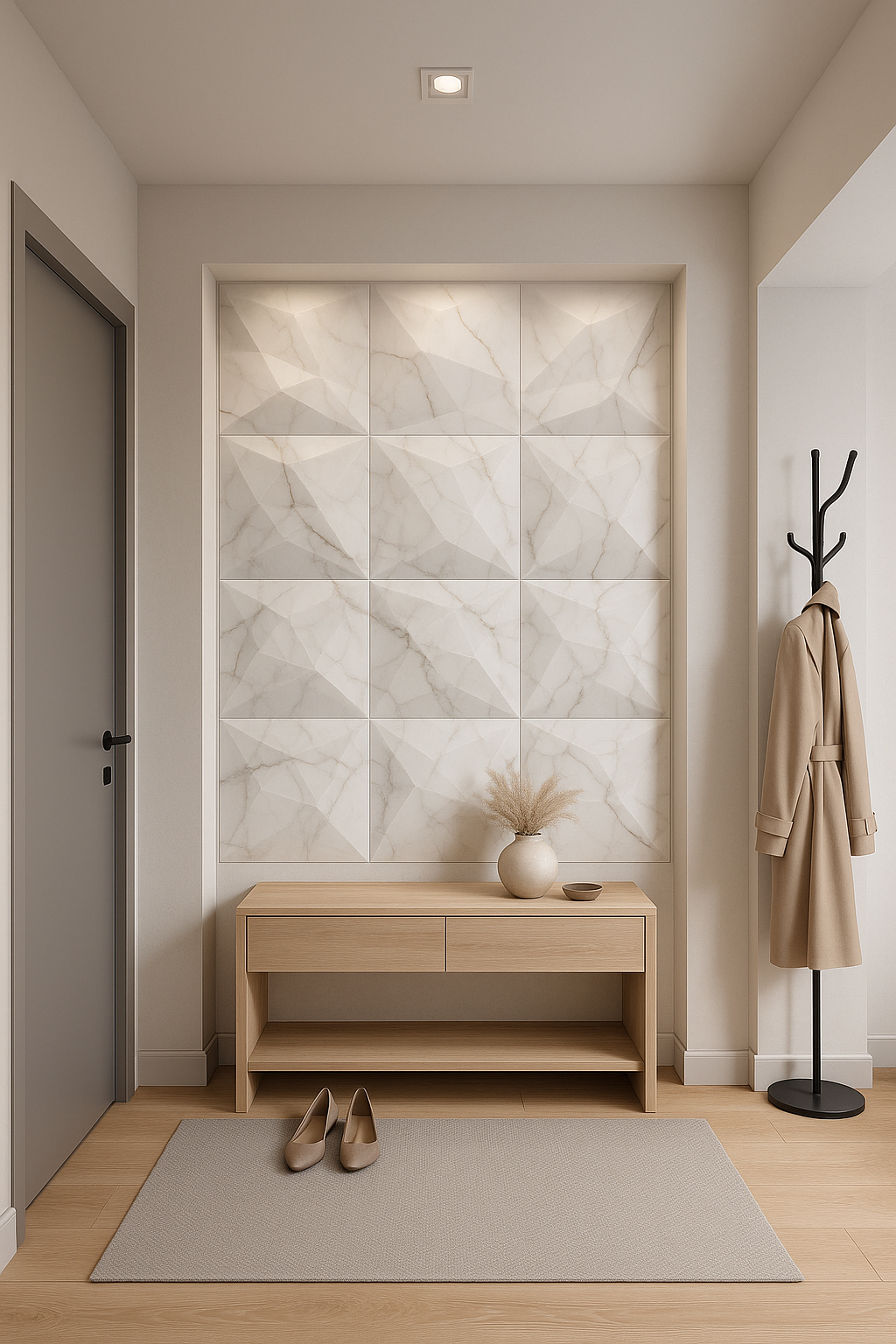 Helios Bianco Venato Grigio 50x50cm da parete in Pvc- PANELLO 3D