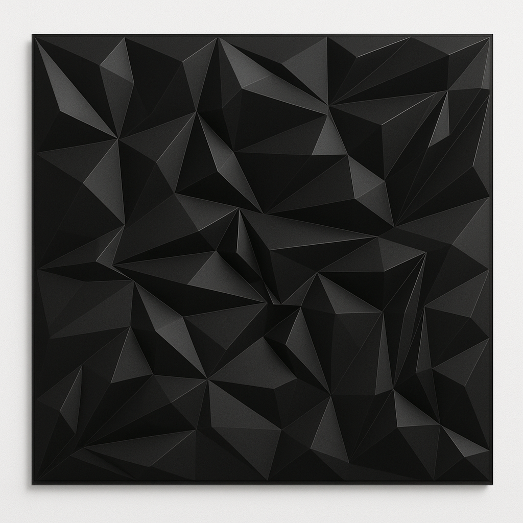 Obsidian 3D – Pannello Decorativo Nero Geometrico 50x50 cm
