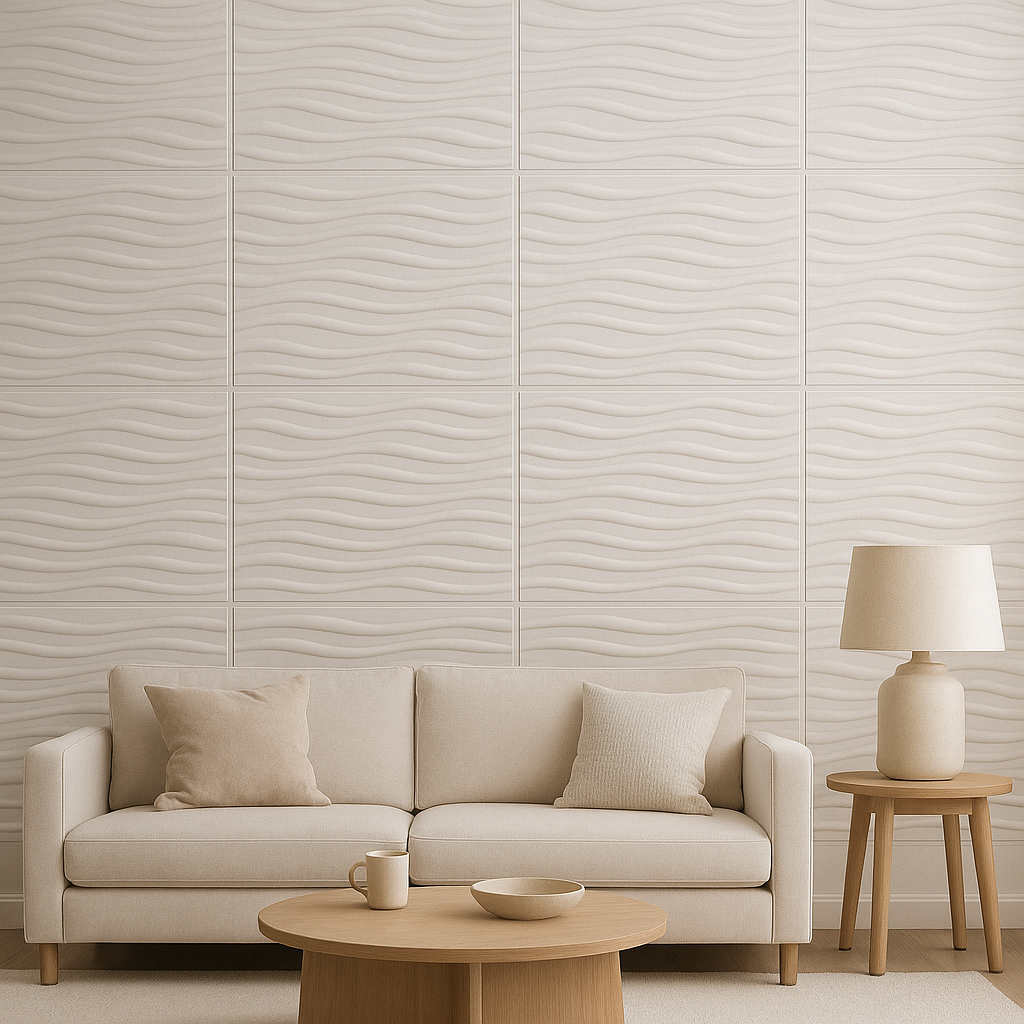 Onda 3D – Pannello Decorativo Bianco Effetto Onde 50x50 cm