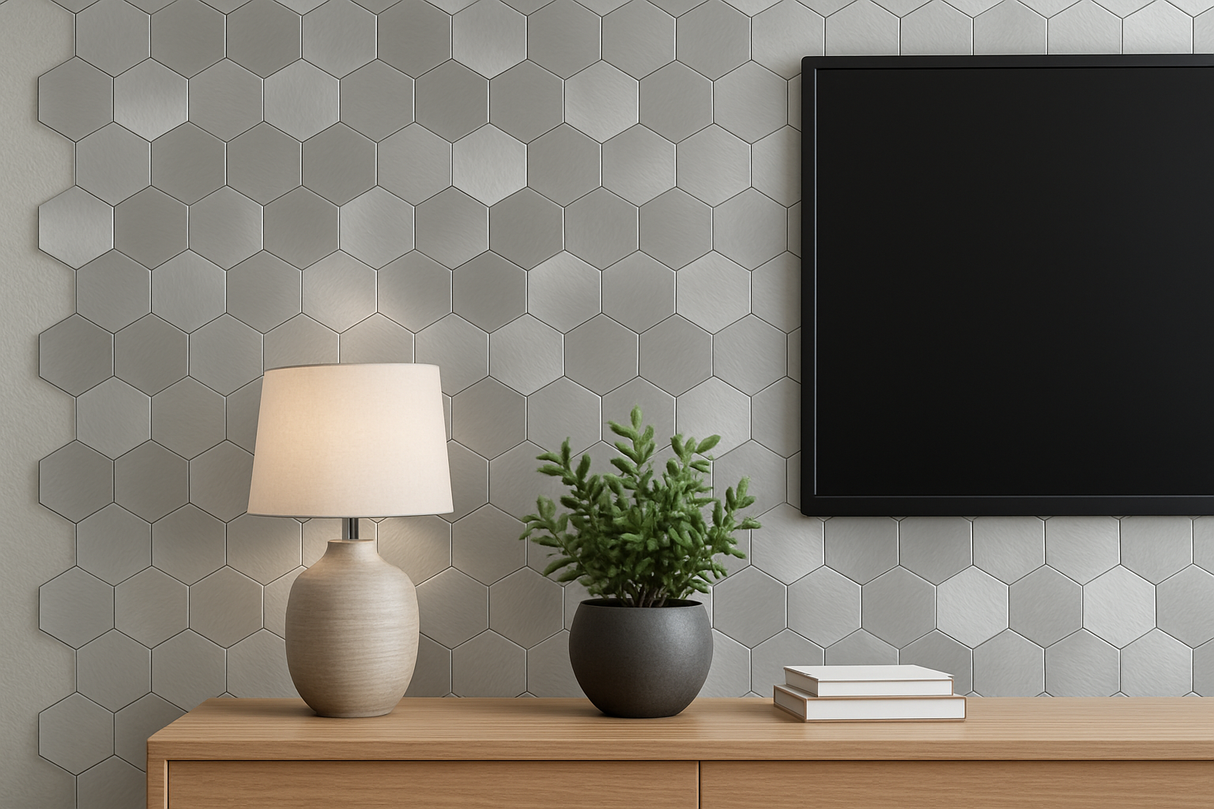 Hexalux Argentum – Pannello in Alluminio Spazzolato a Nido d’Ape