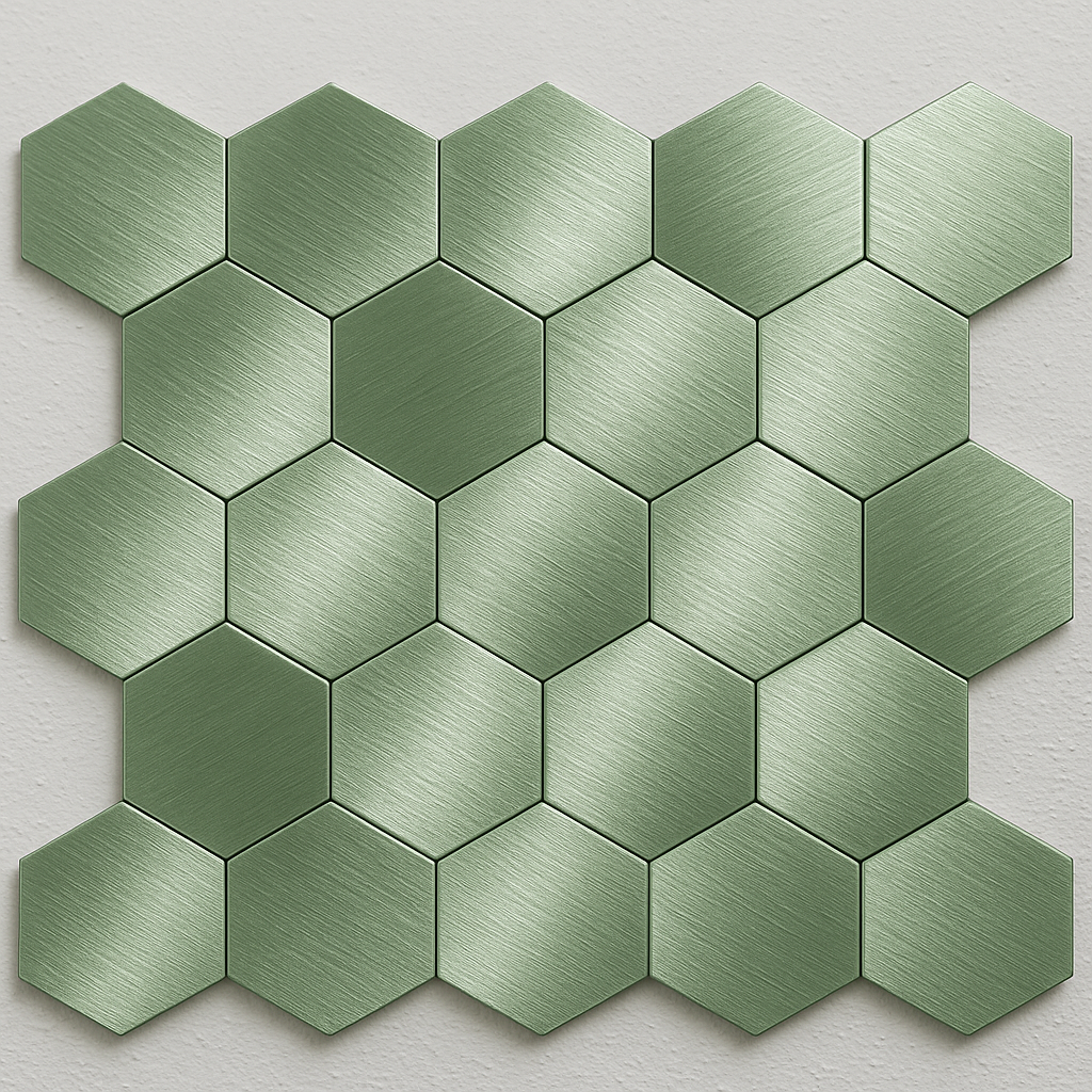 Verdalux Aether – Pannello Esagonale in Alluminio Verde Spazzolato