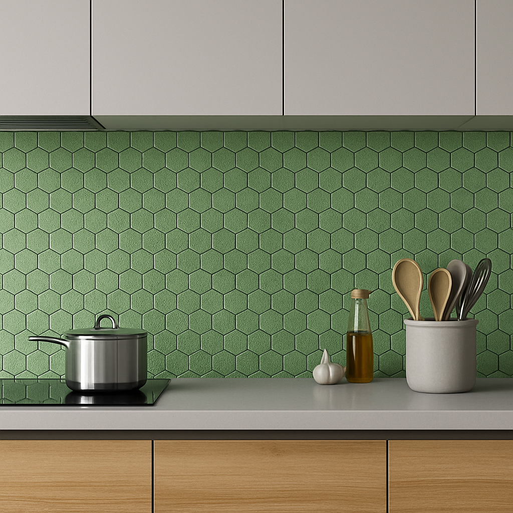 Verdalux Aether – Pannello Esagonale in Alluminio Verde Spazzolato