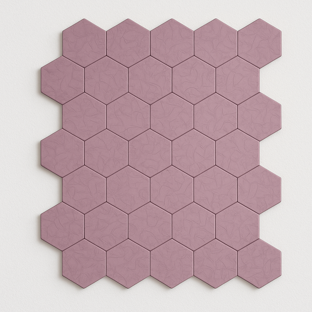 Velurya Hex – Pannello Esagonale Malva con Texture Incisa