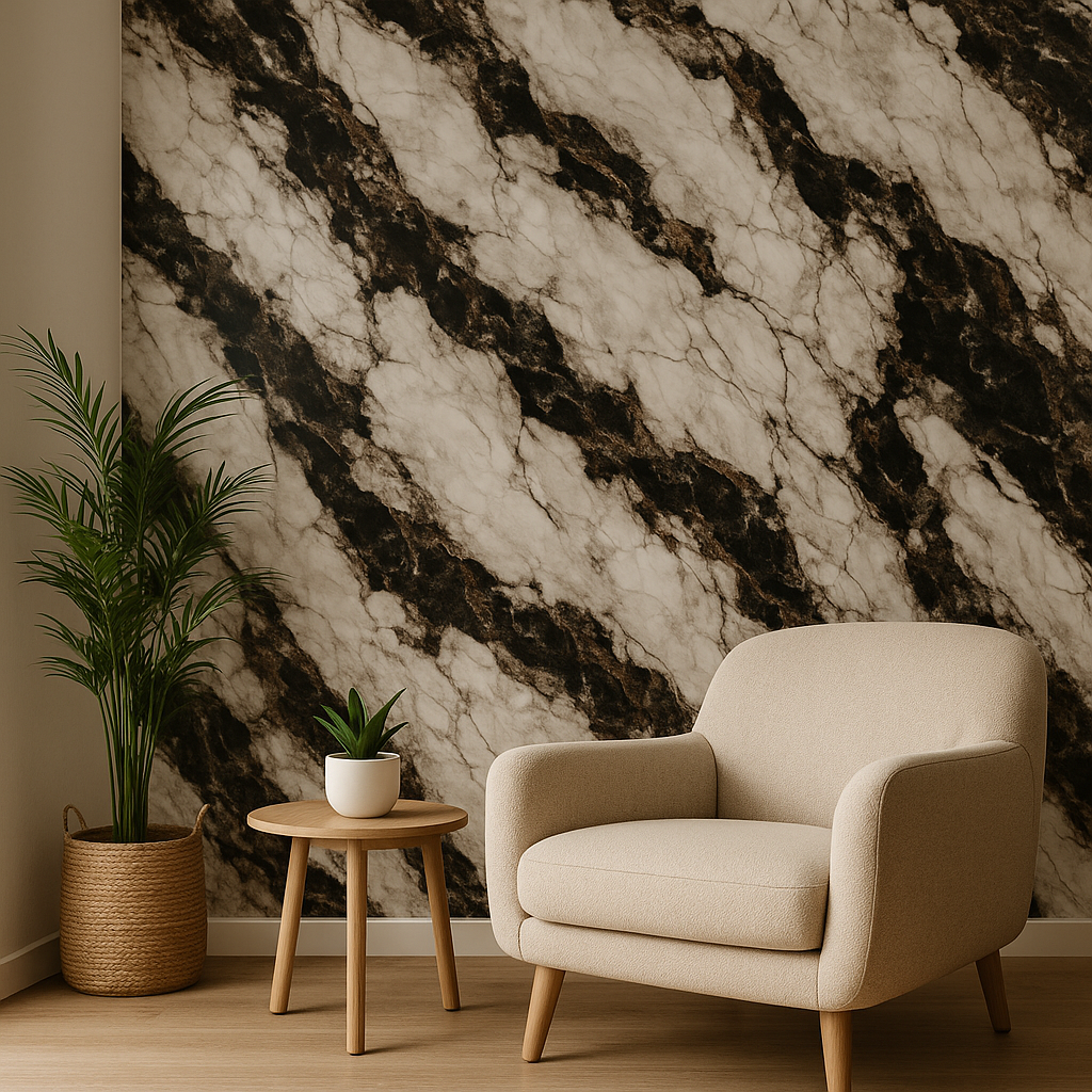 Obsidian Whisper Rotolo Adesivo da Parete Marmorizzato - 300x120 cm