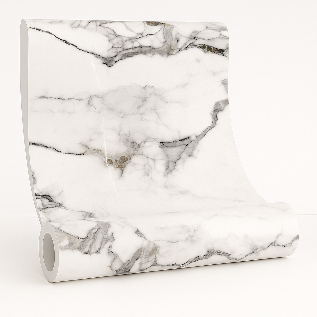 Marmo Lux – Rotolo Adesivo PVC Effetto Marmo Bianco Lucido 120×300 cm BM67647