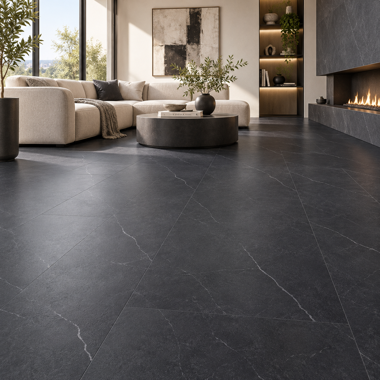 Nero Marquina – 91,4 × 45,7 cm | Pavimento Adesivo Spessore 2 mm