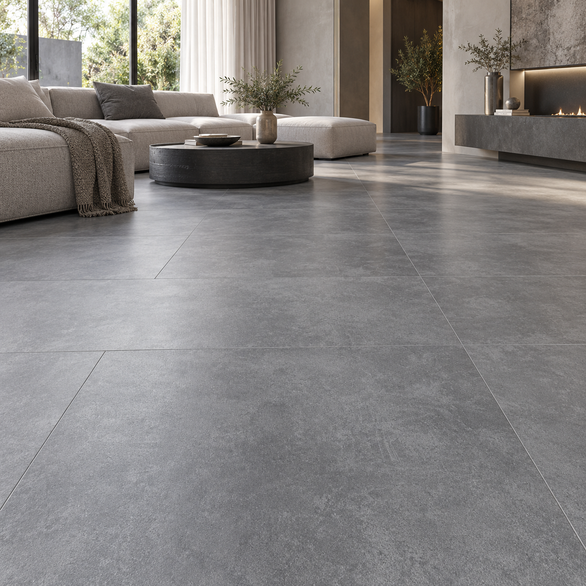 Grigio Cemento – Pavimento Adesivo 91,4 × 45,7 cm | Spessore 2 mm