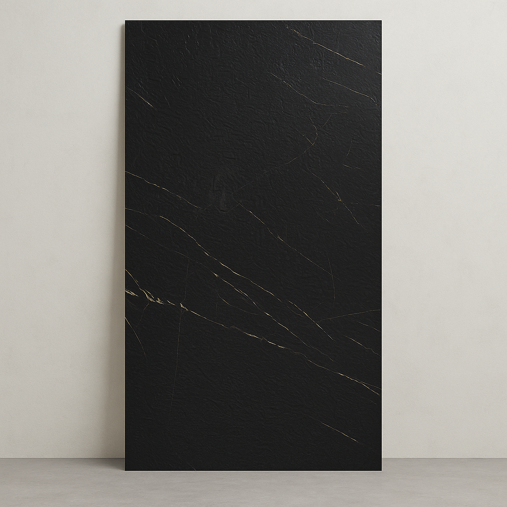 Black Rock Premium 120x290 - Pannello PVC Rigido Effetto Roccia Nero
