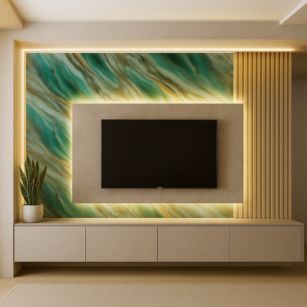 Rio De Janeiro - Rotolo Adesivo da Parete  - 300x120 cm - Verde oro e bianco