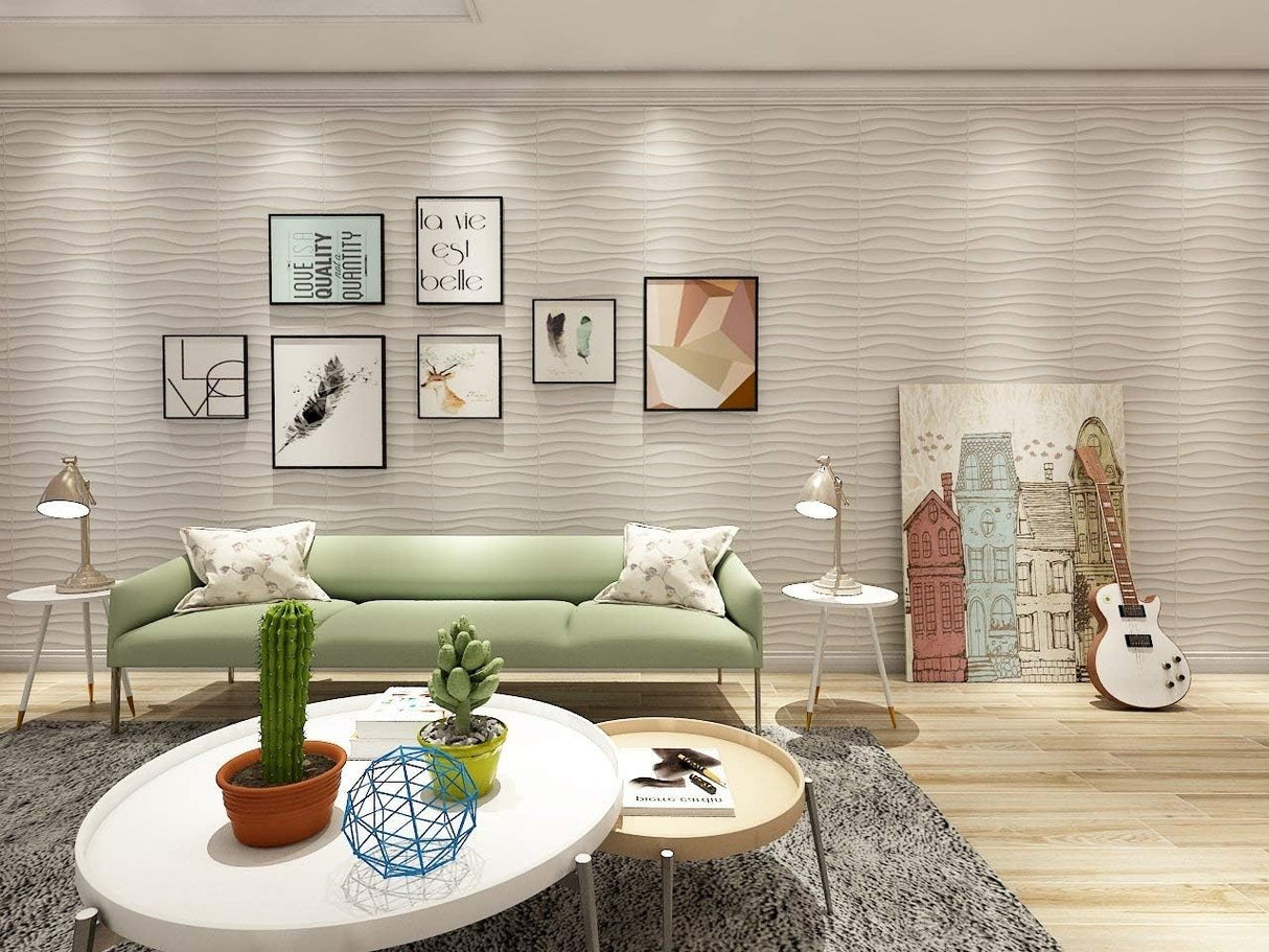 Pannello 3D 50x50cm da parete in Pvc effetto Dune Bianco