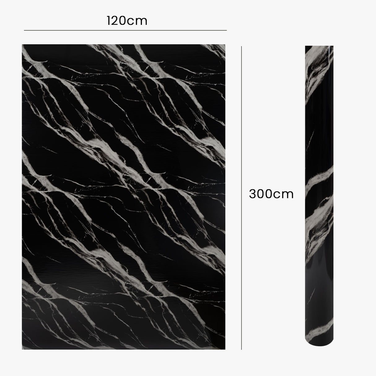 Nero Marquinia - Rotolo Adesivo da Parete Marmorizzato - 120x300 cm colore Nero e Bianco 11697-24