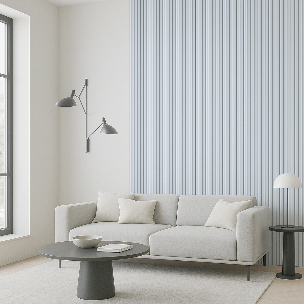 Doga in PVC Azzurro Grigiastro con Scanalature Nere – 30x290 cm