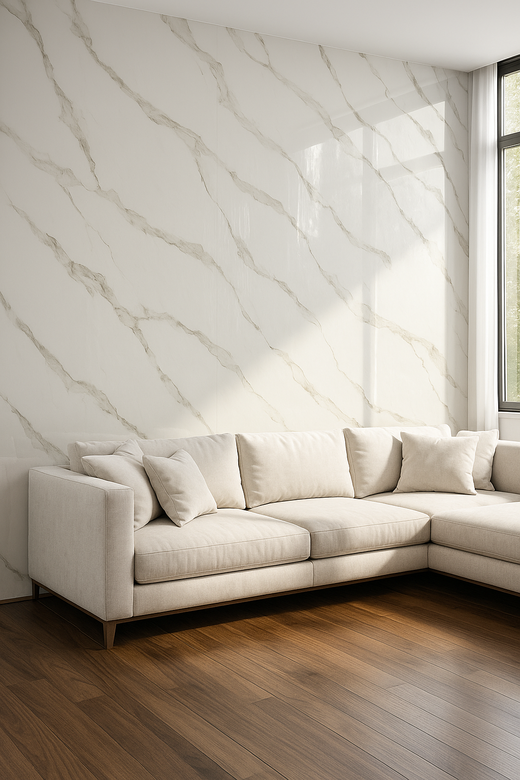 Namibia- Rotolo Adesivo da Parete Marmorizzato - 120x300 cm colore Bianco e Grigio 11697-5