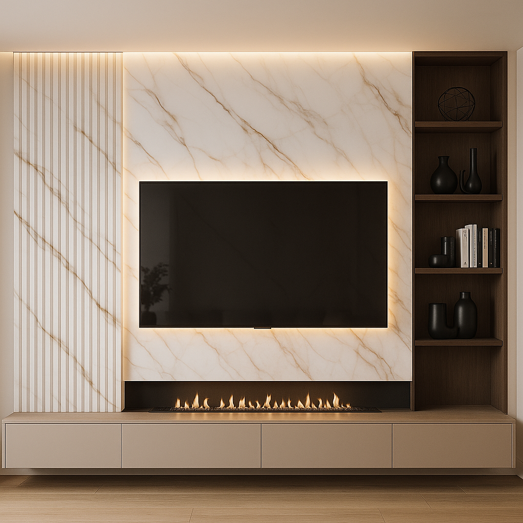 Ischia Doga da Parete PVC 16x290 - Colore Marmo Grigio e Bianco