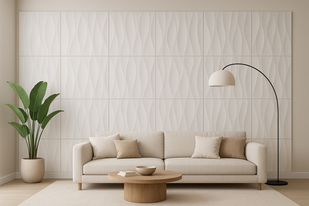 Ondael bianco 50x50cm da parete in Pvc - PANNELLO 3D