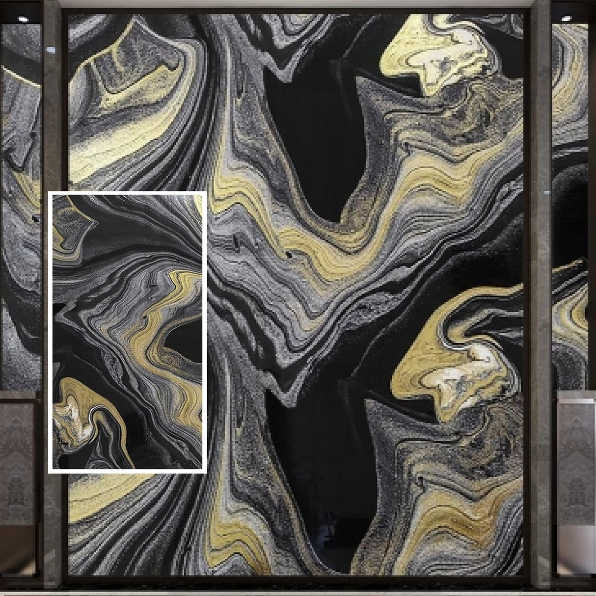 Black Gold Rotolo Adesivo da Parete Marmorizzato - 300x120 cm - Colore Nero e Bianco N.281