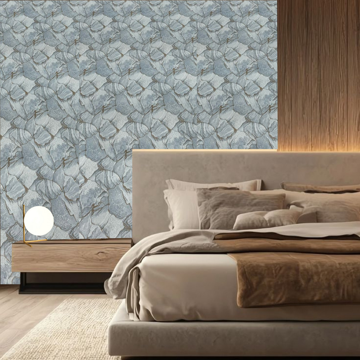 Rotolo Adesivo da Parete  - 300x120 cm - Blu e oro art.10007