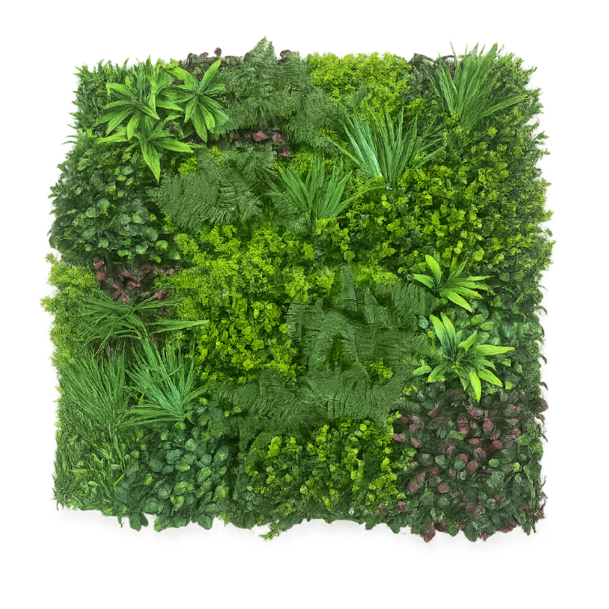 Parete verde artificiale Jungle 3D alta densità, multicolore 1 metro x 1 metro