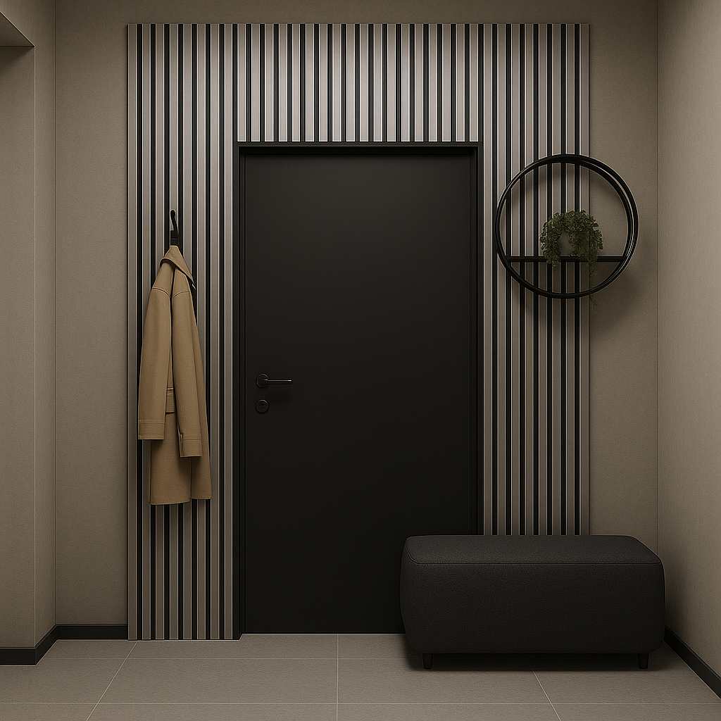 Boston Doga da Parete PVC 16x290 - Colore Silver Metallizzato e Nero