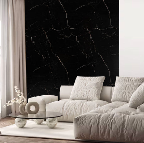 Nero Tunisi - Rotolo Adesivo da Parete Marmorizzato - 120x300 cm colore Nero e Beije 11697-4