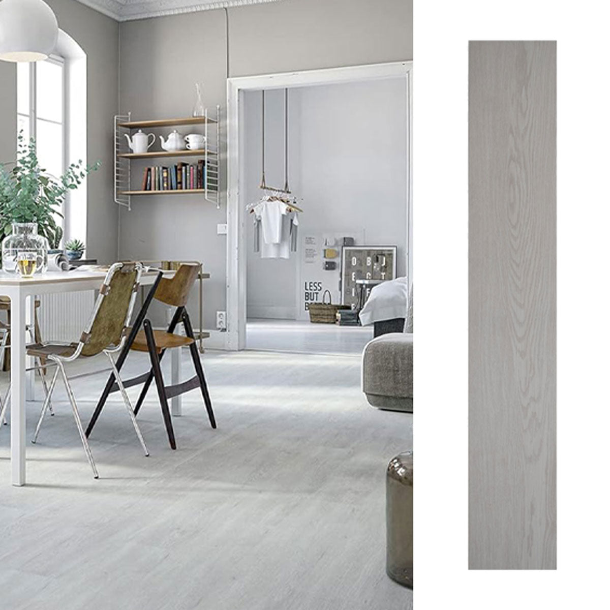 Pavimento in legno Pvc adesivo, Colore Bianco Shabby , Misura 92cmx 15cm Prezzo al Mq