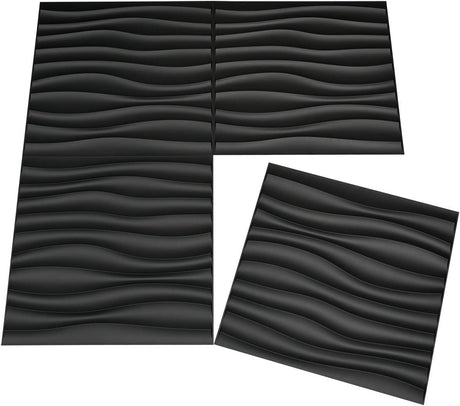Set Pannelli 3D da 6pz 50x50cm da parete in Pvc effetto Dune Nero