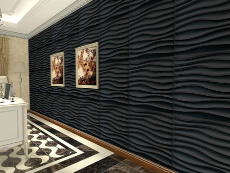 Set Pannelli 3D da 6pz 50x50cm da parete in Pvc effetto Dune Nero