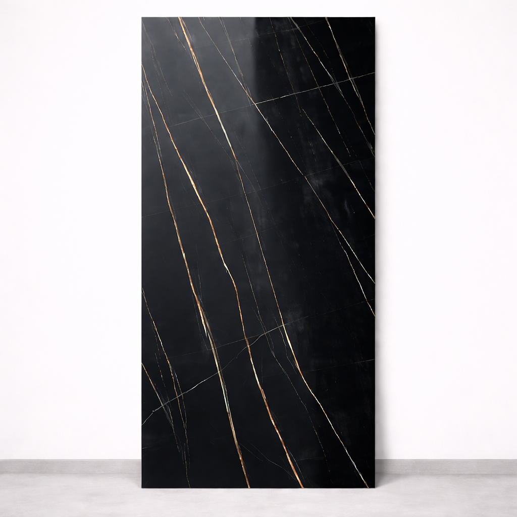 Pannello PVC Effetto Marmo Nero Gold – 120x290 cm | Spessore 3 mm