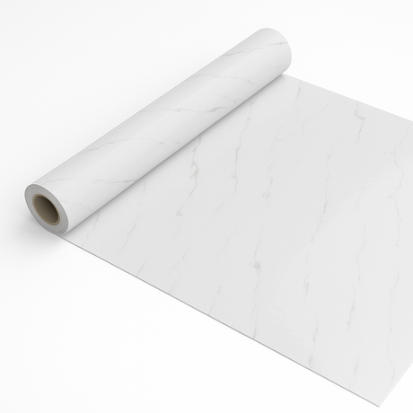 Rotolo Adesivo Effetto Marmo Bianco Lucido – 120x300 cm - Venature Leggere