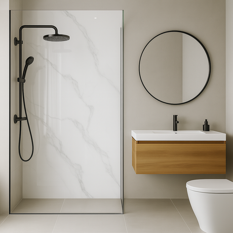Statuario Venato 120×290 - Pannello PVC Rigido Effetto Marmo Lucido