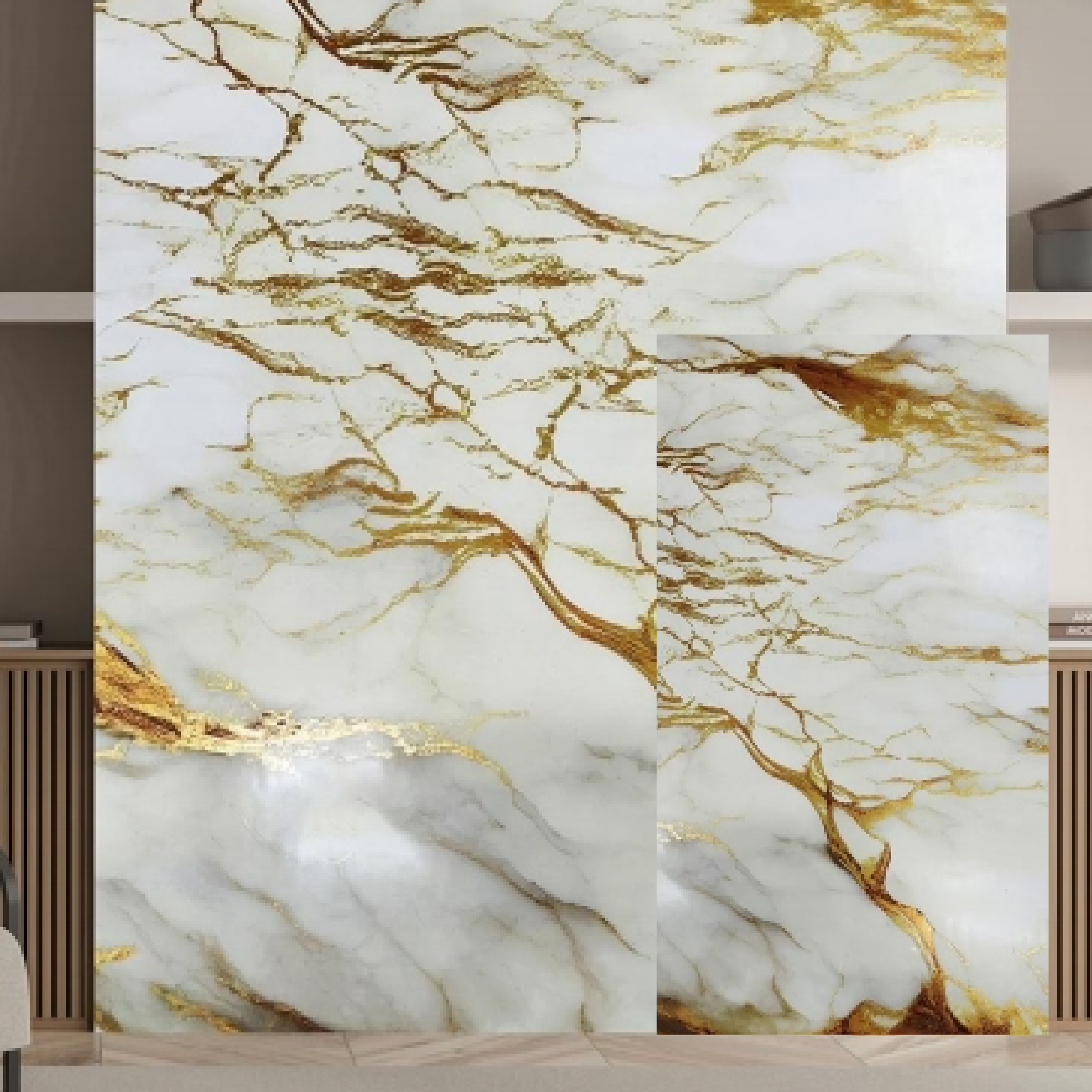 Golden Nebula Rotolo Adesivo da Parete Marmorizzato - 300x120 cm - Colore  Bianco e Oro (Copia) N.277