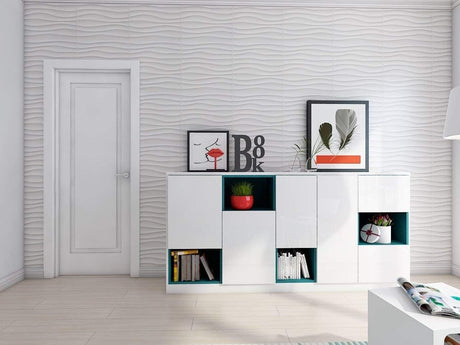Set Pannelli 3D da 6pz 50x50cm da parete in Pvc effetto Dune Bianco