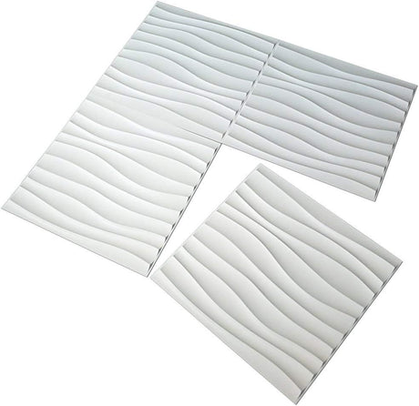 Set Pannelli 3D da 6pz 50x50cm da parete in Pvc effetto Dune Bianco