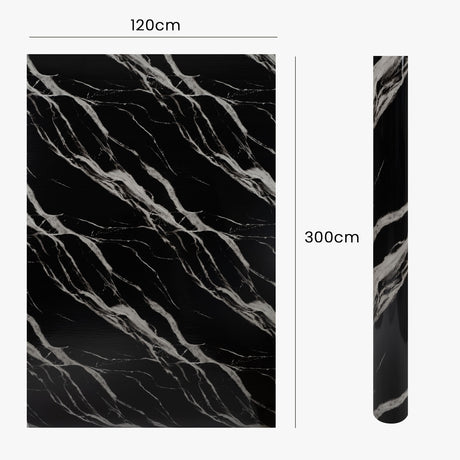 Nero Marquinia - Rotolo Adesivo da Parete Marmorizzato - 120x300 cm colore Nero e Bianco 11697-24