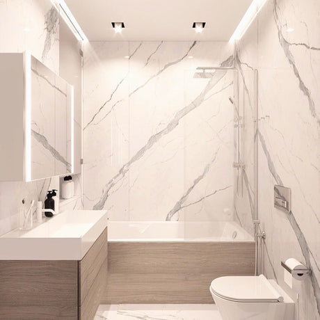 CARRARA GREY ✦ Pannello Rigido PVC Lucido 120x280 cm