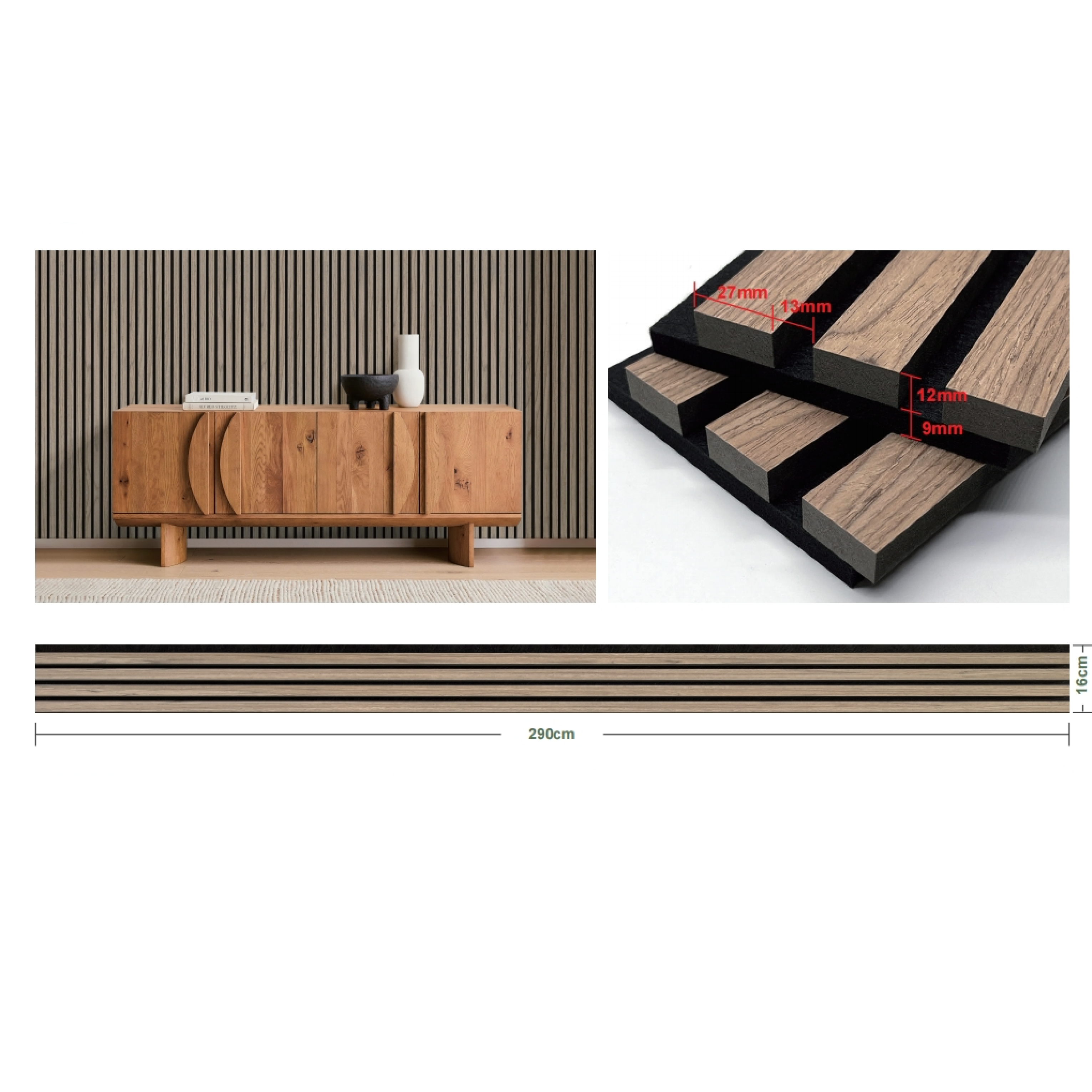 Doga in legno Noce Naturale  Fonoassorbente 16 cm x 290 cm