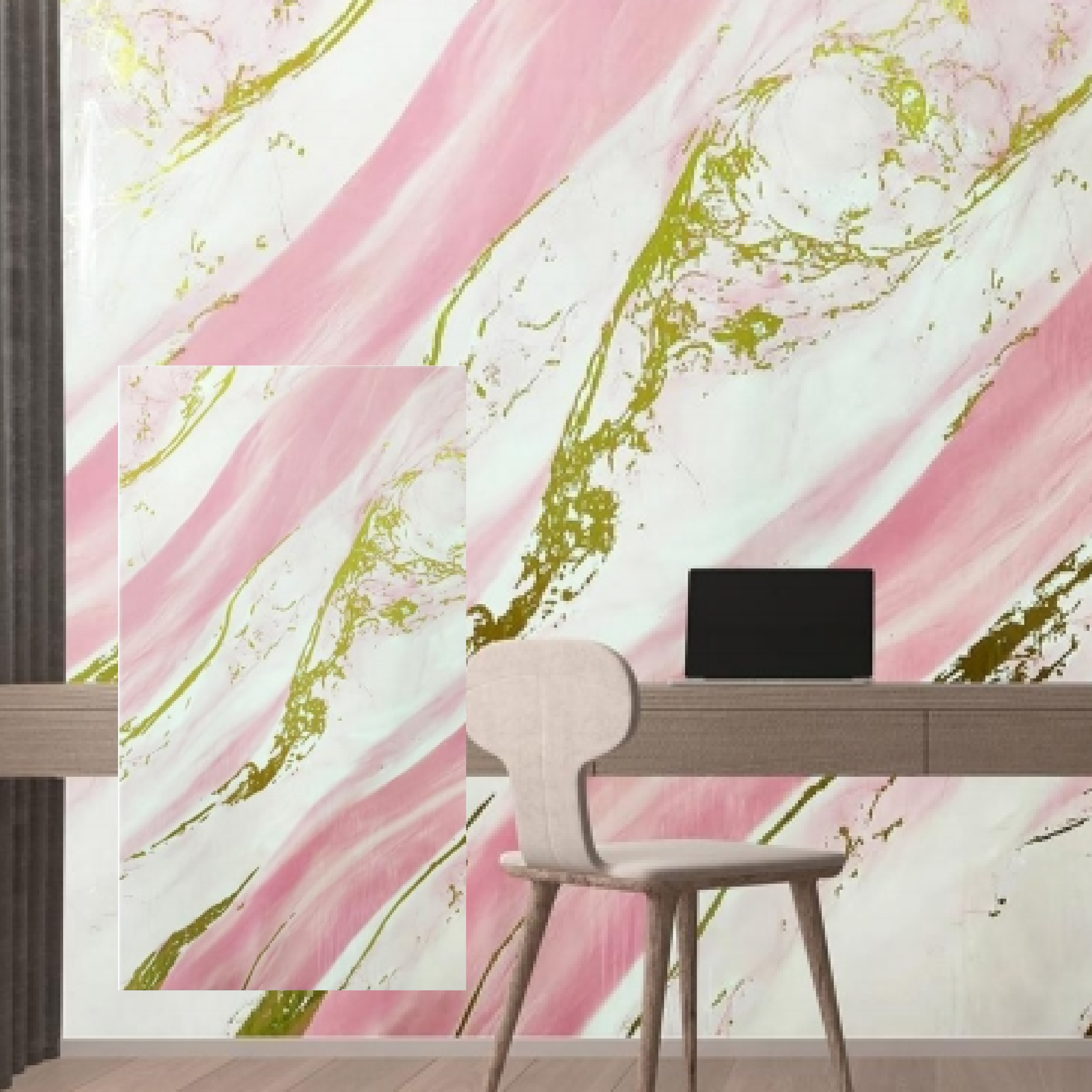 Aurora Gold Rotolo Adesivo da Parete Marmorizzato - 300x120 cm - Colore Rosa e Oro N.279